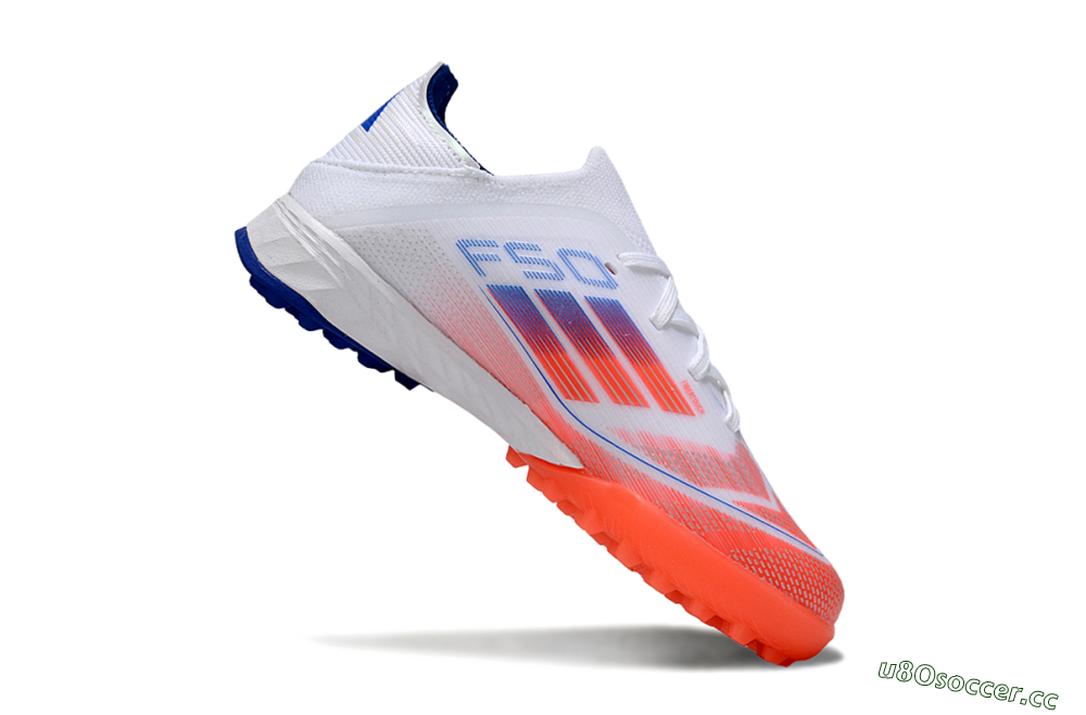 Kids Adidas F50 Elite TF Artificial Turf Low-Tops Football Shoes - White/Red/Blue 3