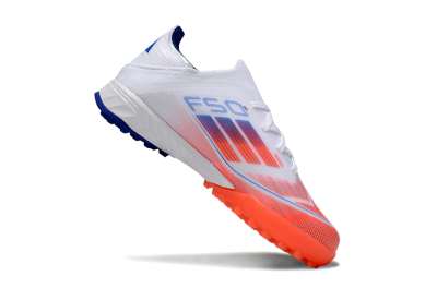 Kids Adidas F50 Elite TF Artificial Turf Low-Tops Football Shoes - White/Red/Blue