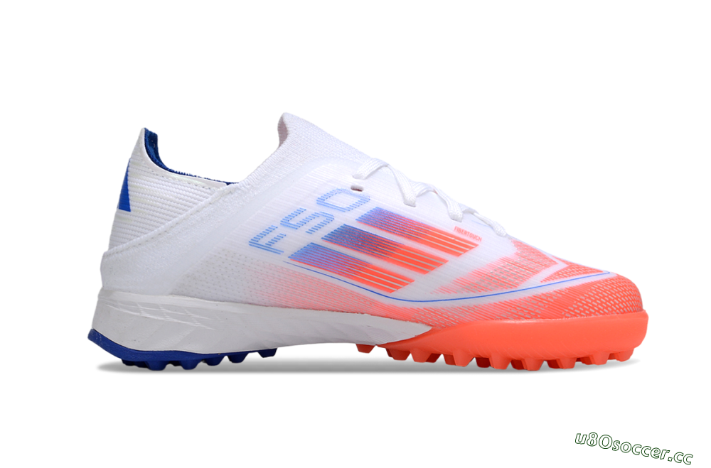 Kids Adidas F50 Elite TF Artificial Turf Low-Tops Football Shoes - White/Red/Blue 6