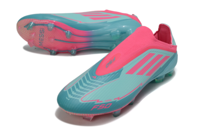 Unisex Messi x Adidas F50 Elite Laceless FG Firm Ground Low-Tops Football Boots - Green/Pink/White