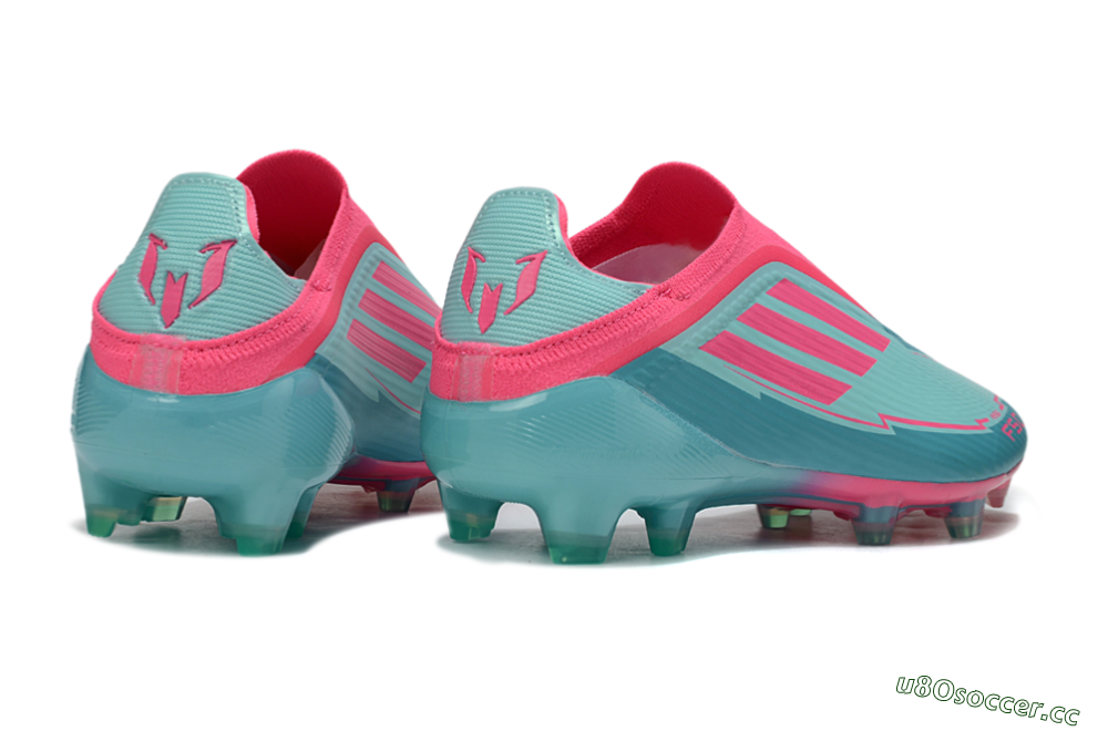 Unisex Messi x Adidas F50 Elite Laceless FG Firm Ground Low-Tops Football Boots - Green/Pink/White 7