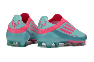 Unisex Messi x Adidas F50 Elite Laceless FG Firm Ground Low-Tops Football Boots - Green/Pink/White