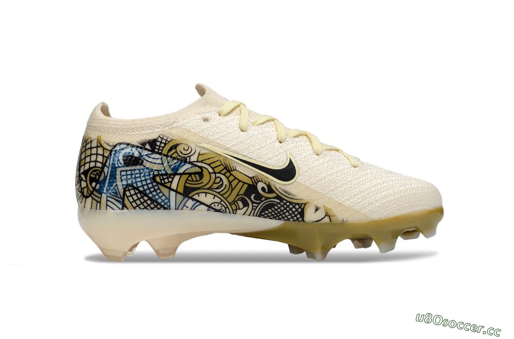 Kids Nike Air Zoom Mercurial Vapor 16 Elite FG Firm Ground Low-Tops Football Boots - Beige/Black/Brown 5