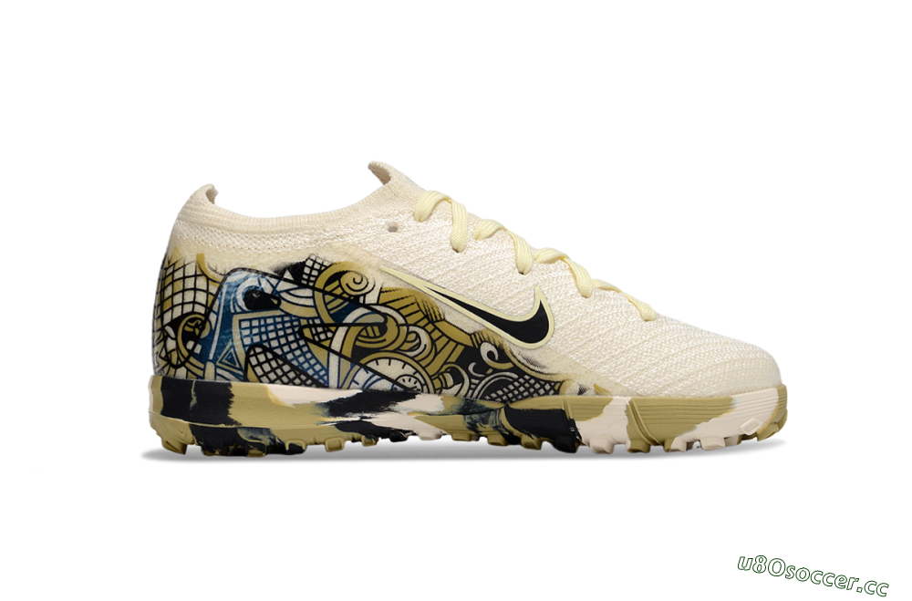 Kids Nike Air Zoom Mercurial Vapor 16 Elite TF Artificial Turf Low-Tops Football Shoes - Beige/Black/Brown 5