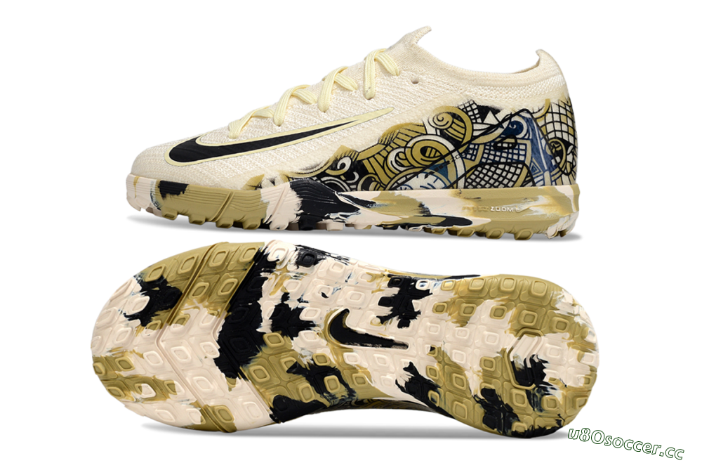 Kids Nike Air Zoom Mercurial Vapor 16 Elite TF Artificial Turf Low-Tops Football Shoes - Beige/Black/Brown 1