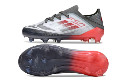 Kids Adidas F50 Elite FG Firm Ground Low-Tops Football Boots - White/Silver/Red