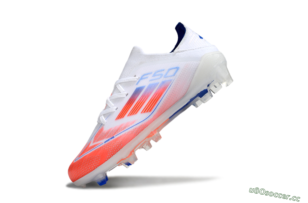 Kids Adidas F50 Elite FG Firm Ground Low-Tops Football Boots - White/Red/Blue 4