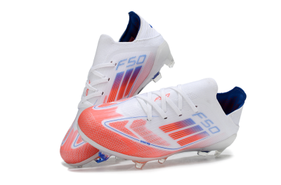 Kids Adidas F50 Elite FG Firm Ground Low-Tops Football Boots - White/Red/Blue