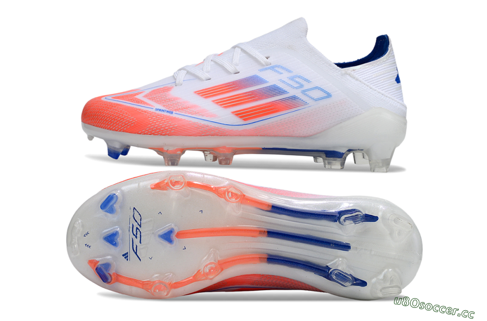 Kids Adidas F50 Elite FG Firm Ground Low-Tops Football Boots - White/Red/Blue 1