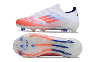 Kids Adidas F50 Elite FG Firm Ground Low-Tops Football Boots - White/Red/Blue