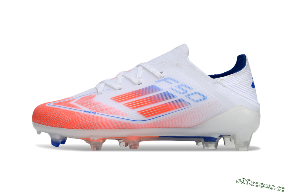 Kids Adidas F50 Elite FG Firm Ground Low-Tops Football Boots - White/Red/Blue 2