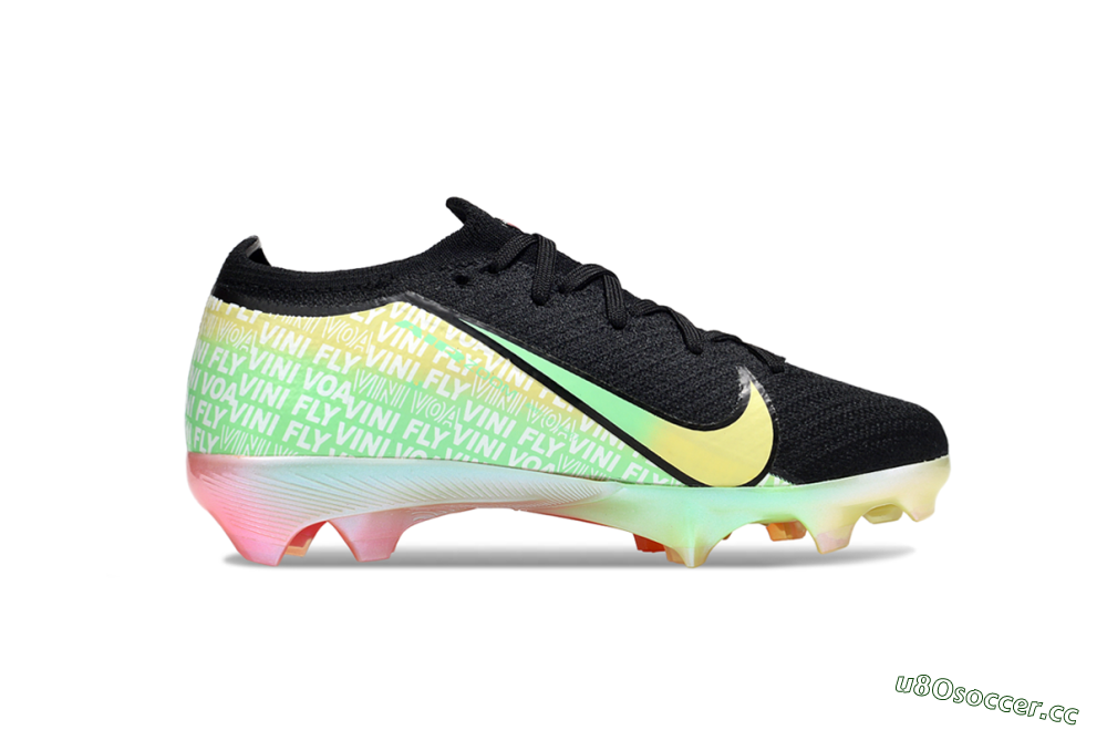 Kids Nike Air Zoom Mercurial Vapor 16 Elite FG Firm Ground Low-Tops Football Boots - Black/Pink/Yellow 5