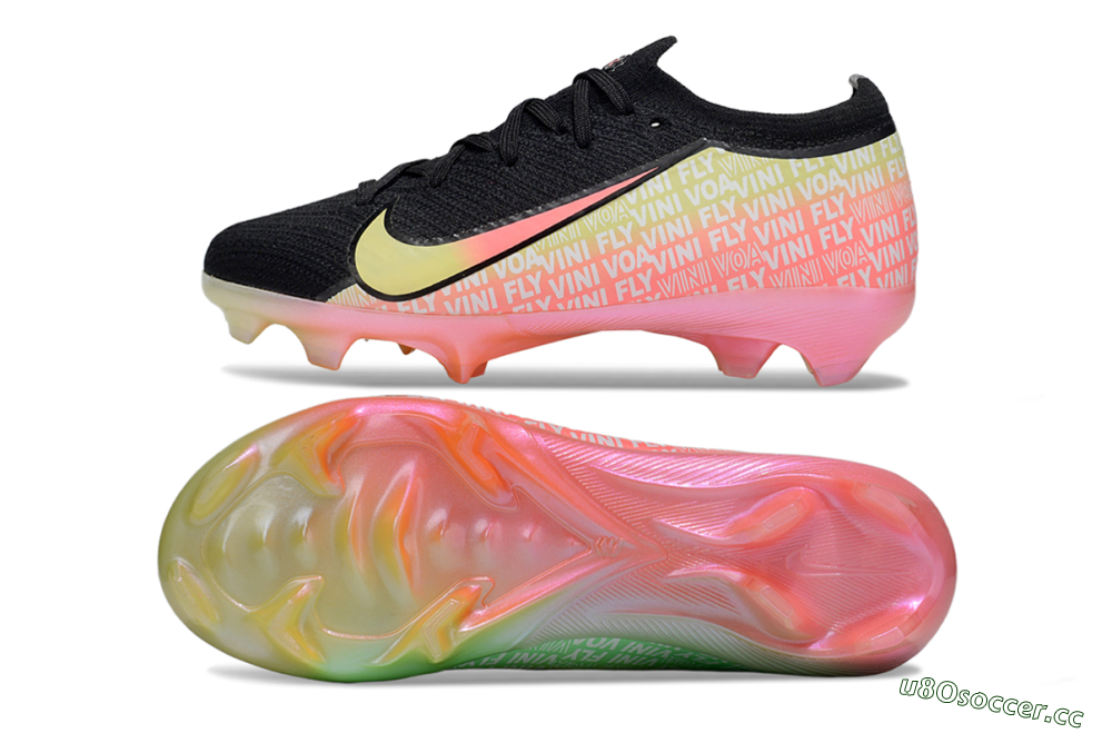 Kids Nike Air Zoom Mercurial Vapor 16 Elite FG Firm Ground Low-Tops Football Boots - Black/Pink/Yellow 1