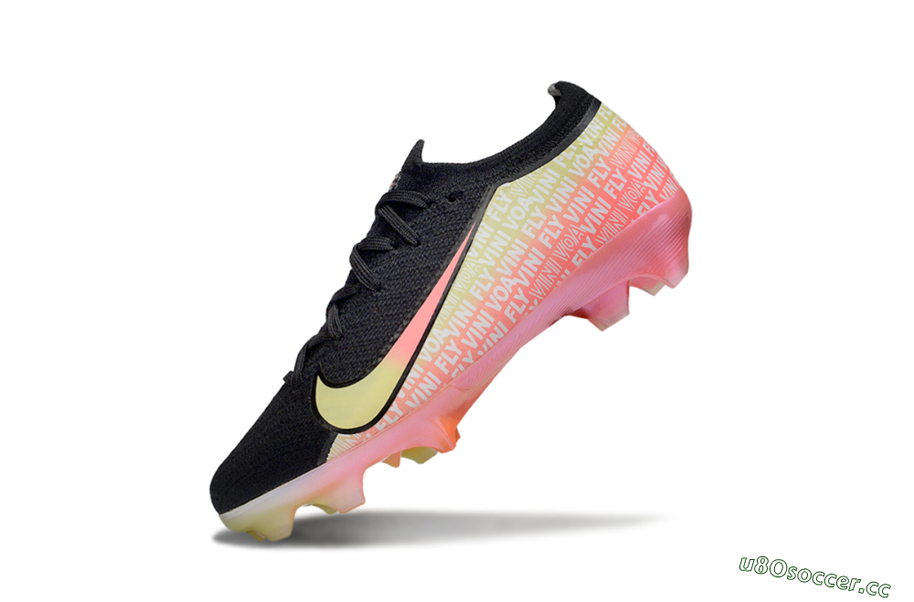 Kids Nike Air Zoom Mercurial Vapor 16 Elite FG Firm Ground Low-Tops Football Boots - Black/Pink/Yellow 4