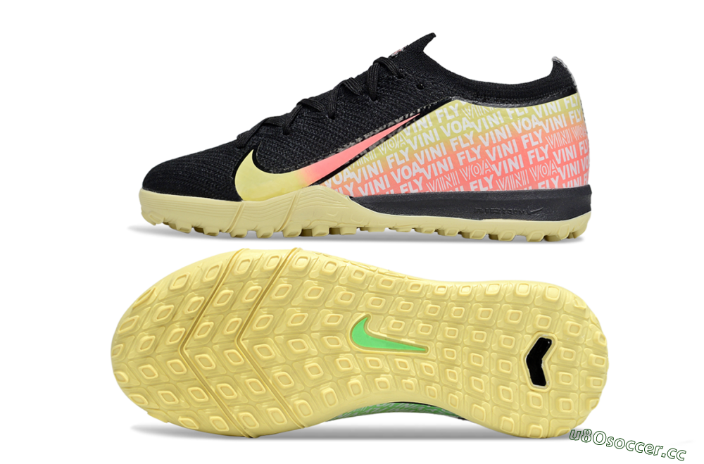 Kids Nike Air Zoom Mercurial Vapor 16 Elite TF Artificial Turf Low-Tops Football Shoes - Black/Pink/Yellow 1