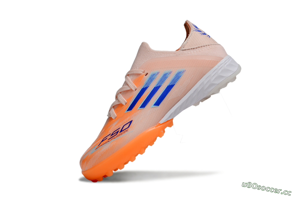 Kids Adidas F50 Elite TF Artificial Turf Low-Tops Football Shoes - Pink/Blue/White 4
