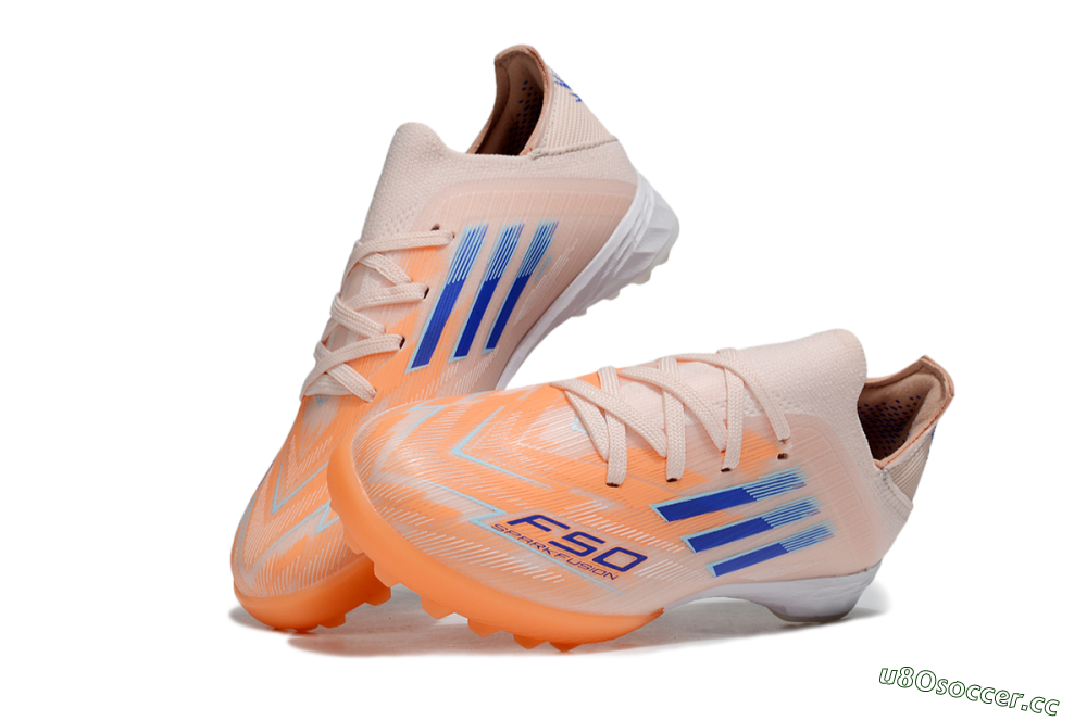 Kids Adidas F50 Elite TF Artificial Turf Low-Tops Football Shoes - Pink/Blue/White 0