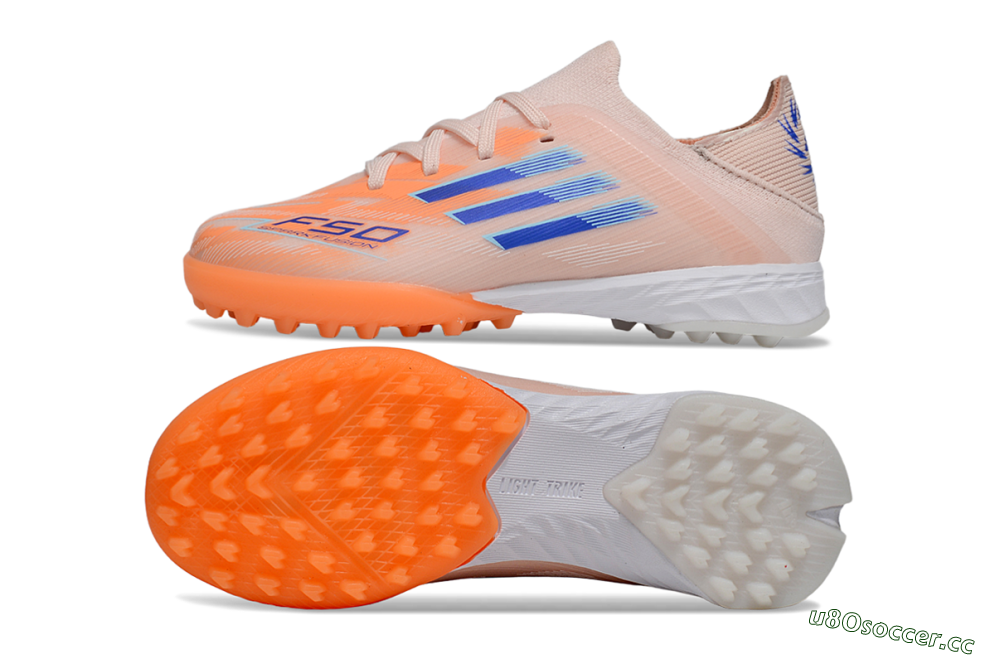 Kids Adidas F50 Elite TF Artificial Turf Low-Tops Football Shoes - Pink/Blue/White 1