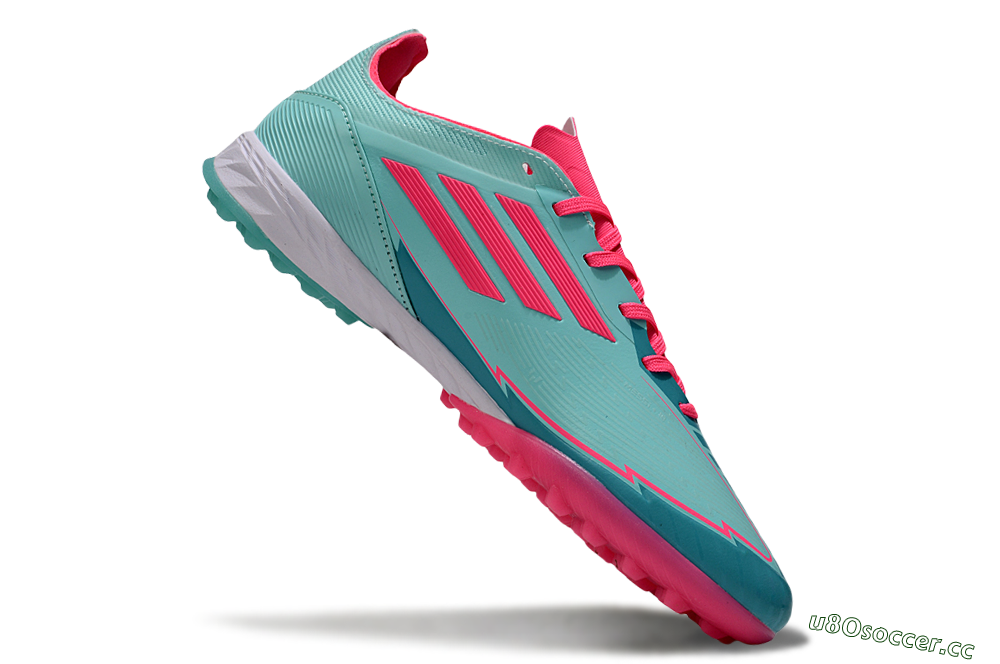 Unisex Messi x Adidas F50 Pro TF Artificial Turf Low-Tops Football Shoes - Green/Pink/White 5