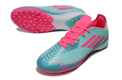 Unisex Messi x Adidas F50 Pro TF Artificial Turf Low-Tops Football Shoes - Green/Pink/White