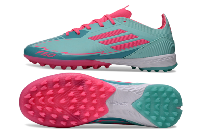 Unisex Messi x Adidas F50 Pro TF Artificial Turf Low-Tops Football Shoes - Green/Pink/White