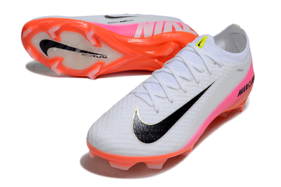 Unisex Nike Air Zoom Mercurial Vapor 16 Elite FG Firm Ground Low-Tops Football Boots - White/Black/Pink