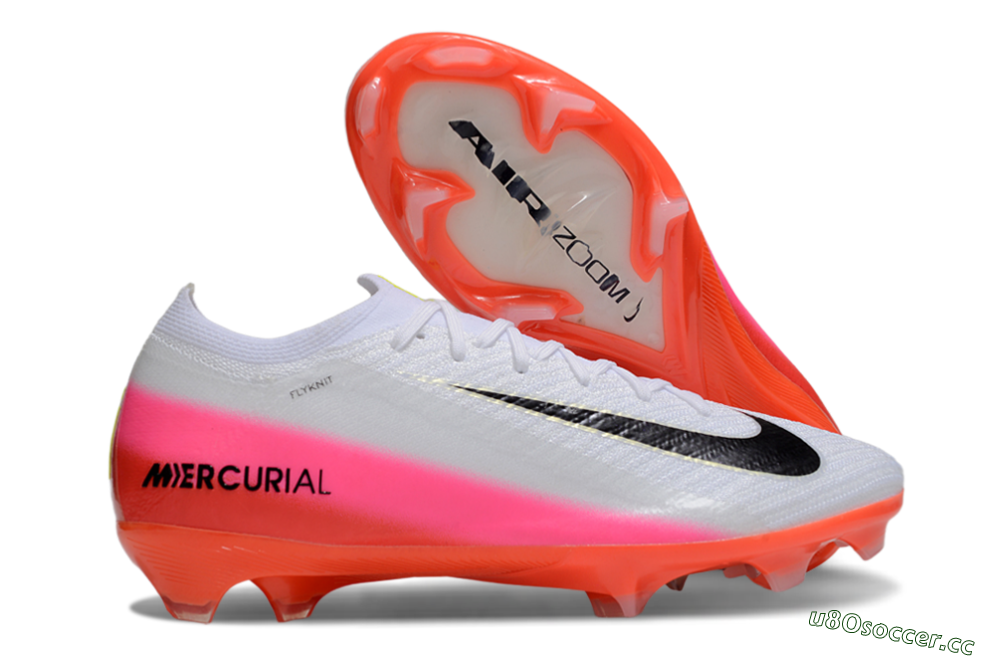 Unisex Nike Air Zoom Mercurial Vapor 16 Elite FG Firm Ground Low-Tops Football Boots - White/Black/Pink 2