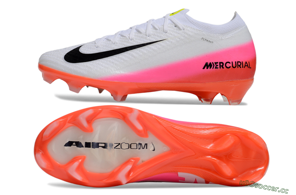 Unisex Nike Air Zoom Mercurial Vapor 16 Elite FG Firm Ground Low-Tops Football Boots - White/Black/Pink 1