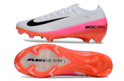 Unisex Nike Air Zoom Mercurial Vapor 16 Elite FG Firm Ground Low-Tops Football Boots - White/Black/Pink