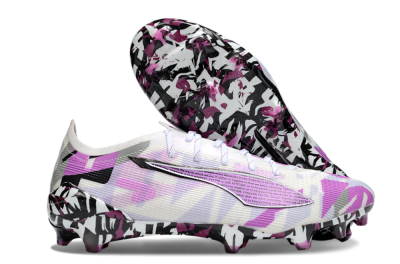 Men's Puma Ultra 5 Ultimate FG Firm Ground Low-Tops Football Boots - White/Purple/Black