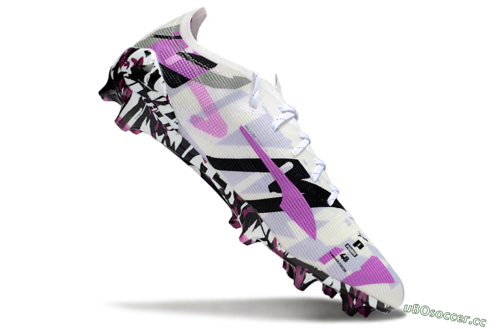 Men's Puma Ultra 5 Ultimate FG Firm Ground Low-Tops Football Boots - White/Purple/Black 4