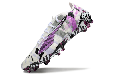 Men's Puma Ultra 5 Ultimate FG Firm Ground Low-Tops Football Boots - White/Purple/Black