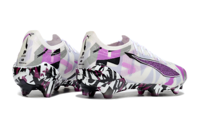 Men's Puma Ultra 5 Ultimate FG Firm Ground Low-Tops Football Boots - White/Purple/Black