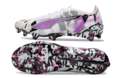 Men's Puma Ultra 5 Ultimate FG Firm Ground Low-Tops Football Boots - White/Purple/Black
