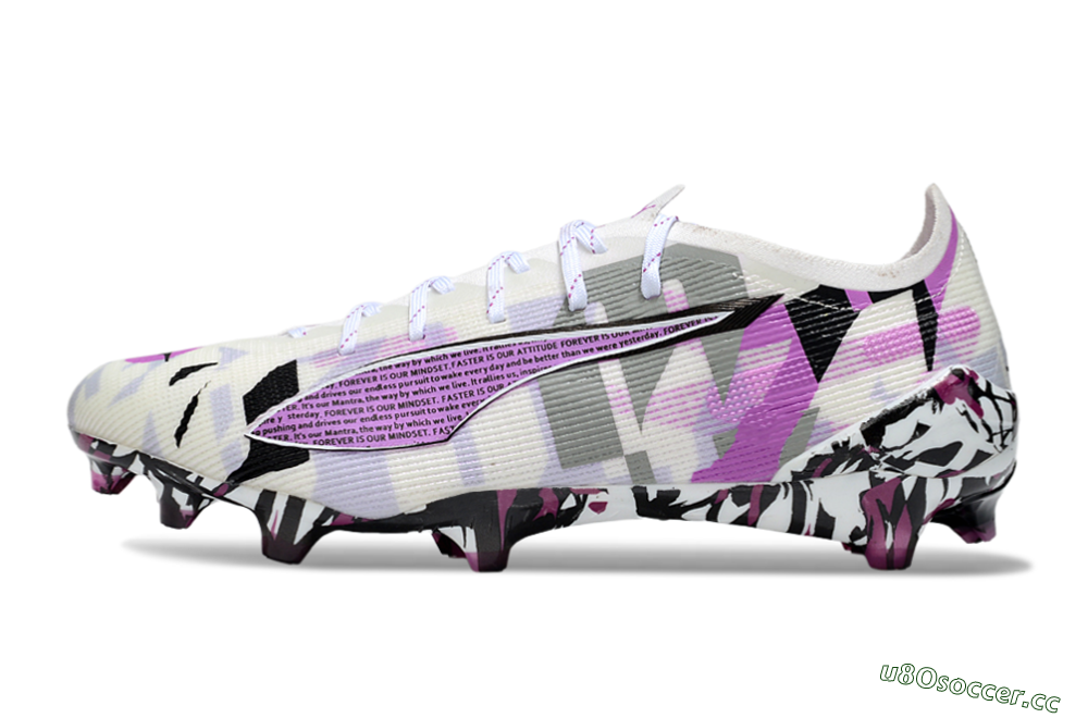 Men's Puma Ultra 5 Ultimate FG Firm Ground Low-Tops Football Boots - White/Purple/Black 0