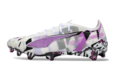 Men's Puma Ultra 5 Ultimate FG Firm Ground Low-Tops Football Boots - White/Purple/Black