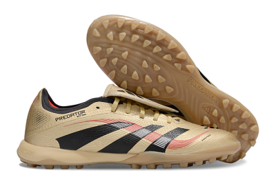 Men's Adidas Predator 25 Elite Foldover Tongue TF Artificial Turf Low-Tops Football Shoes - Gold/Red/Black