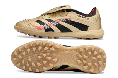 Men's Adidas Predator 25 Elite Foldover Tongue TF Artificial Turf Low-Tops Football Shoes - Gold/Red/Black