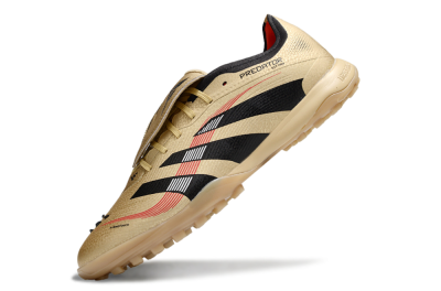Men's Adidas Predator 25 Elite Foldover Tongue TF Artificial Turf Low-Tops Football Shoes - Gold/Red/Black
