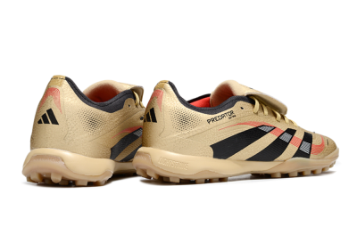 Men's Adidas Predator 25 Elite Foldover Tongue TF Artificial Turf Low-Tops Football Shoes - Gold/Red/Black