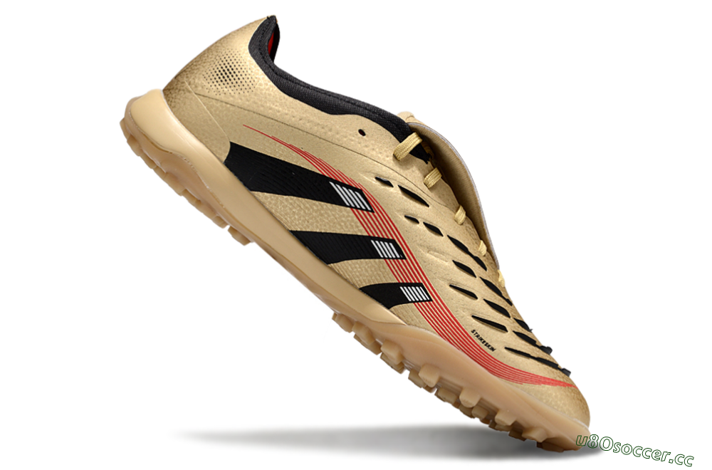 Men's Adidas Predator 25 Elite Foldover Tongue TF Artificial Turf Low-Tops Football Shoes - Gold/Red/Black 4