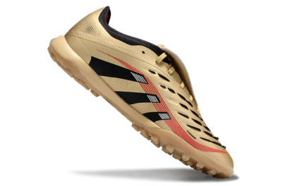 Men's Adidas Predator 25 Elite Foldover Tongue TF Artificial Turf Low-Tops Football Shoes - Gold/Red/Black
