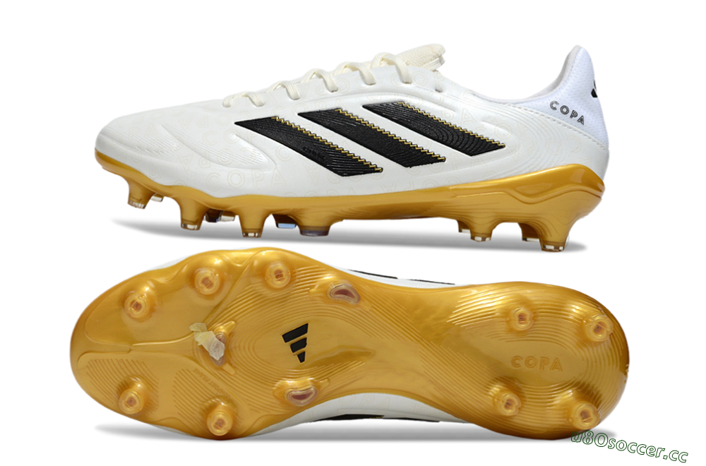 Men's Adidas Copa Pure 3 Elite FG Firm Ground Low-Tops Football Boots - White/Black/Gold 1