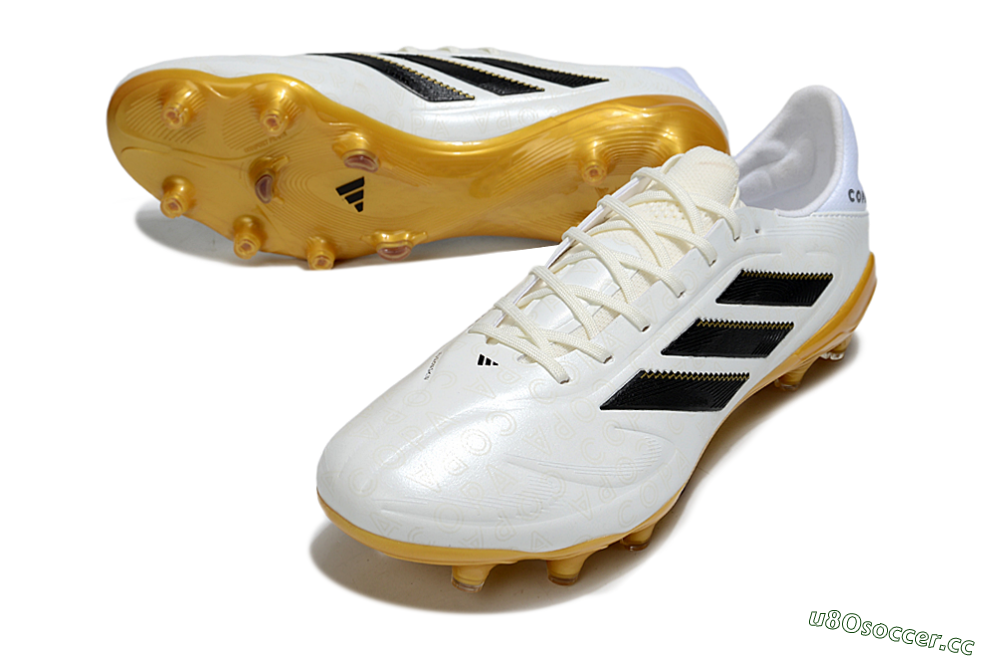 Men's Adidas Copa Pure 3 Elite FG Firm Ground Low-Tops Football Boots - White/Black/Gold 3