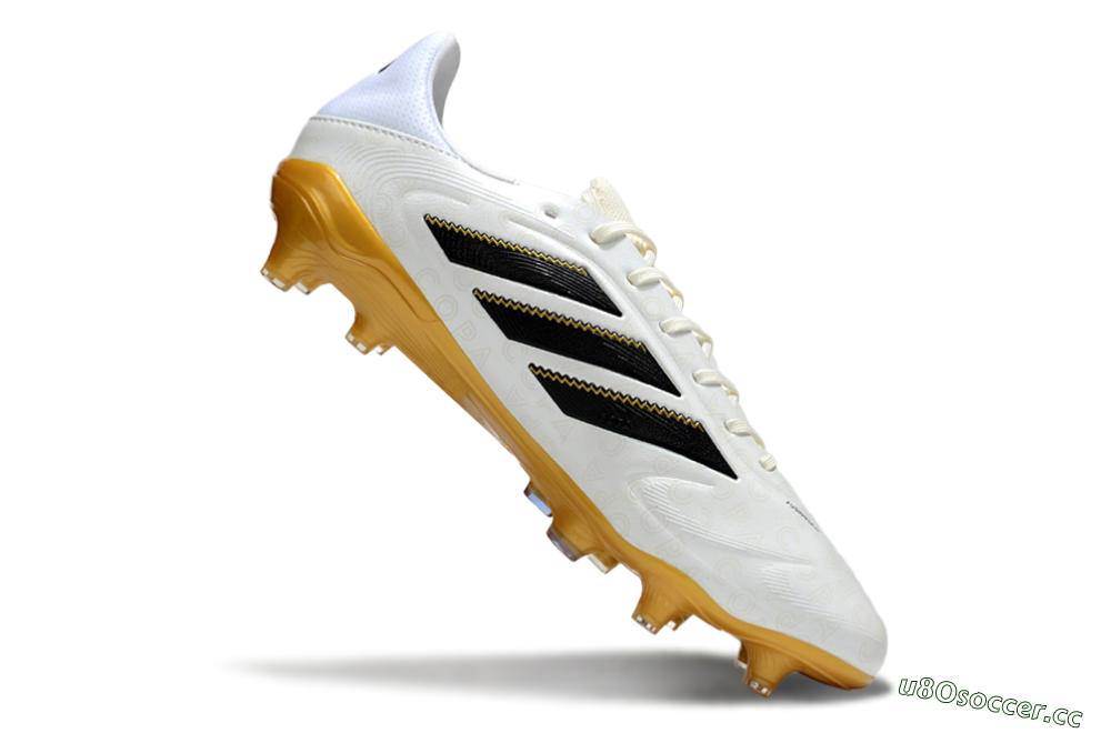 Men's Adidas Copa Pure 3 Elite FG Firm Ground Low-Tops Football Boots - White/Black/Gold 4