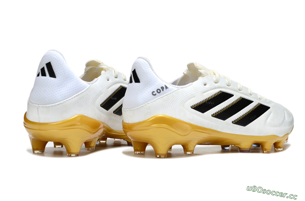 Men's Adidas Copa Pure 3 Elite FG Firm Ground Low-Tops Football Boots - White/Black/Gold 6