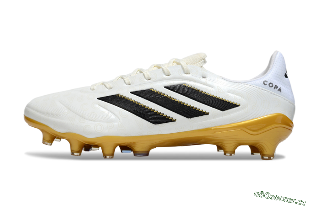 Men's Adidas Copa Pure 3 Elite FG Firm Ground Low-Tops Football Boots - White/Black/Gold 0