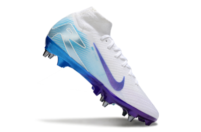 Men's Nike Air Zoom Mercurial Superfly 10 Elite FG Firm Ground High-Tops Football Boots - White/Purple/Blue