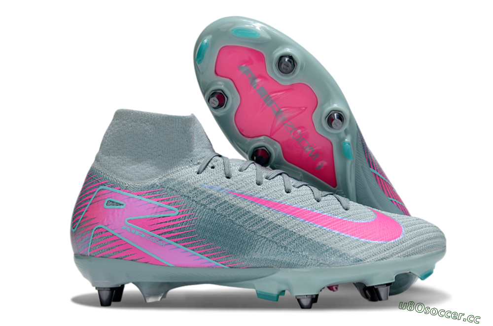 Men's Nike Air Zoom Mercurial Superfly 10 Elite SG Soft Ground High-Tops Football Boots - Jade/Pink 2