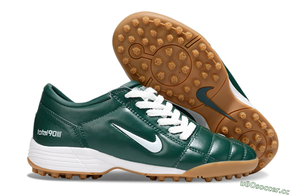 Unisex Nike Total 90 III TF Artificial Turf Low-Tops Football Shoes - Green/White/Brown 2